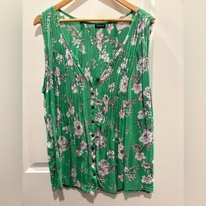 Torrid Green Pleated Blouse with Buttoned Details